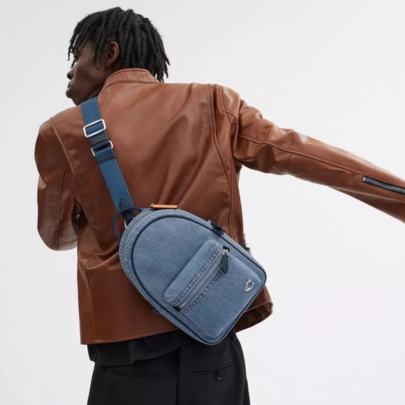 Coach Charter Crossbody Pack Bag in Silver/Indigo Denim & Calf Leather NWT - Picture 6 of 16